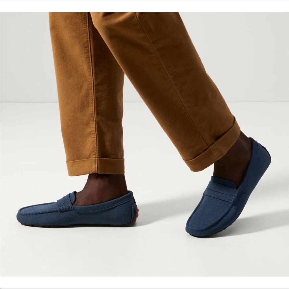 Rothy's The Driving Loafer Navy Knit Fabric Moccasins Slip On Shoes Mens US 10.5